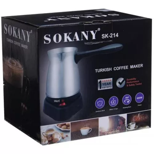 SOKANY SK-214 Elektromos Török Kávéfőző 800W – 500 ml Rozsdamentes Cezve