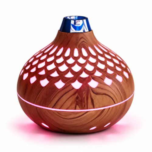 Aromaterápiás ultrahangos párásító 260 ml – világosbarna, LED világítással