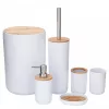 6 részes fürdőszoba szett – fehér bambusz fedéllel, modern minimalista design