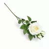 66 cm-es 3 Bimbós Fehér Selyem Rózsa – Élethű Műrózsa Ág Elegáns Dekorációhoz