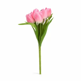   Prémium mesterséges tulipán virágcsokor 50 cm – 7 szálas rózsaszín tulipán dekorációs művirág csokor