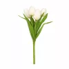 Prémium fehér tulipán művirág csokor 50 cm – 7 szálas élethű mesterséges tulipán dekoráció