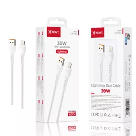   X-start Lightning gyors töltésű adatkábel – 30W, 1m, fehér
