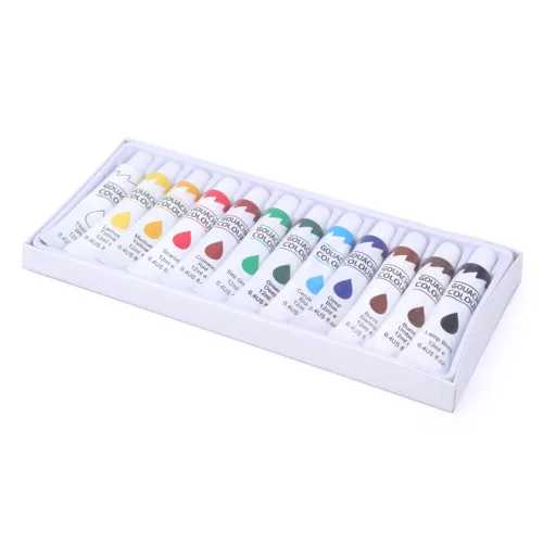 Yalong gouache festékkészlet 12×12 ml – élénk, vízbázisú festék