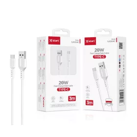   X-start SJX204C USB-A–USB-C gyorstöltő adatkábel 20 W, 3 m, fehér