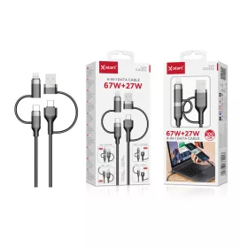   X-start SJX336 4 az 1-ben gyorstöltő és adatkábel 67W + 27W – USB-C/Lightning, 1 m