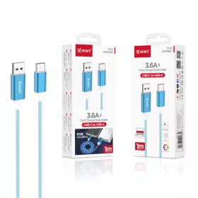   X-start SJX192C kék USB-A–USB-C gyorstöltő adatkábel 3,6 A, 1 m, RGB