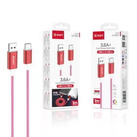   X-start SJX192C piros USB-A–USB-C gyorstöltő adatkábel 3,6 A, 1 m, RGB
