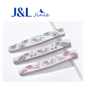   J&L egyenes és íves körömreszelő 2 db /csomag 100/180 - színes levél mintás