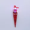 Valentin napi 28 cm magas, LED-es piros gúla alakú tartóban vörös rózsa