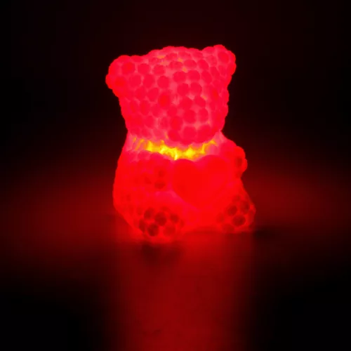 Rózsamaci mini LED világítással, piros - 6 cm - Aranyos éjszakai lámpa és dekoráció