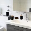 4 részes fürdőszoba szett – fekete bambusz betétekkel, modern elegáns design