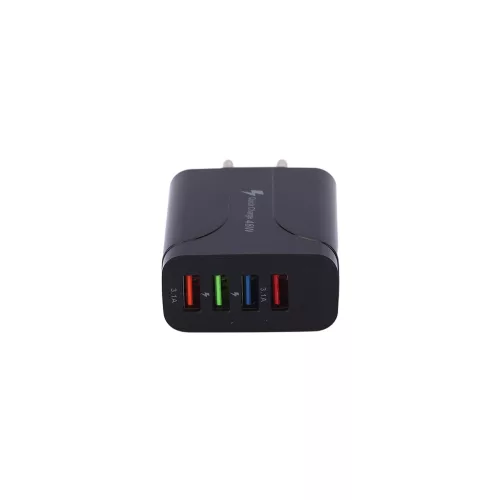 4 USB portos Quick charge töltő fekete
