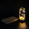 Led-es kék színű 2 fejes műrózsa üvegbúrában, 17 cm