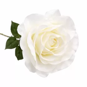   75 cm-es Fehér Selyem Rózsa – Élethű Hosszú Szárú Műrózsa Elegáns Dekorációhoz 17 cm rózsafejjel 
