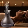 Aromaterápiás ultrahangos párásító – 500 ml tulipán alakú, fa hatású diffúzor 7 színű LED fénnyel