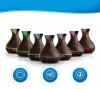 Aromaterápiás ultrahangos párásító – 500 ml tulipán alakú, világos barna fa hatású diffúzor 7 színű LED fénnyel