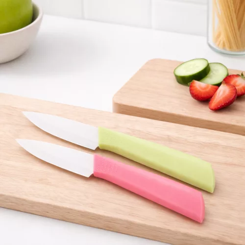 Rozsdamentes acél konyhakés 20 cm – zöld ergonomikus markolattal, 10 cm pengével