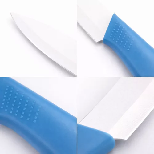 Rozsdamentes acél konyhakés 20 cm – kék ergonomikus markolattal, 10 cm pengével