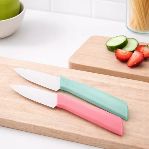 Rozsdamentes acél konyhakés – rózsaszín ergonomikus markolattal, 12 cm pengével