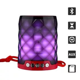  Hordozható vezeték nélküli Bluetooth hangszóró, Színes LED Világít TG-155 - Piros
