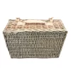 Rattan piknik doboz és evőkészlet, poharakkal, tányérokkal, evőeszközökkel 20 x 30 x 48 cm