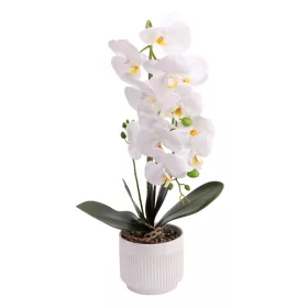   Elegáns fehér orchidea modern kaspóban – 3 szálas művirág dekoráció 60 cm