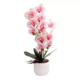   Elegáns rózsaszín pöttyös orchidea modern kaspóban – 3 szálas művirág dekoráció  60 cm