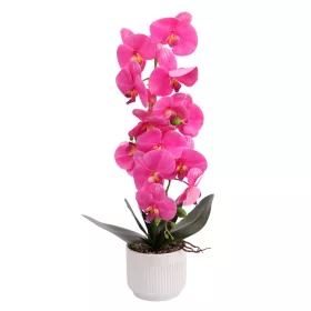   Elegáns pink orchidea modern kaspóban – 3 szálas művirág dekoráció  60 cm