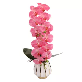   Elegáns rózsaszín orchidea kerámiakaspóban – 2 szálas művirág dekoráció  60 cm