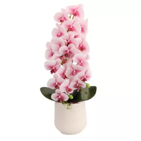   Elegáns rózsaszín orchidea műanyag kaspóban – 3 szálas művirág dekoráció  70 cm