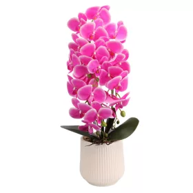   Elegáns pink orchidea műanyag kaspóban – 3 szálas művirág dekoráció  70 cm