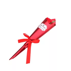 Művirág Egy szál vörös rózsa - celofánban - 35 cm