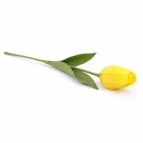   62 cm-es Élénksárga Selyem Tulipán – Élethű Hosszú Szárú Művirág Dekoráció
