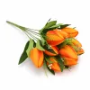 Prémium mesterséges tulipán virágcsokor 45 cm – 10 szálas narancs tulipán dekorációs művirág csokor