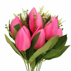   Prémium mesterséges tulipán virágcsokor 45 cm – 10 szálas mályva tulipán dekorációs művirág csokor