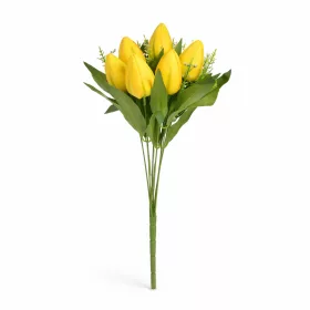  Prémium mesterséges tulipán virágcsokor 45 cm – 10 szálas citromsárga tulipán dekorációs művirág csokor