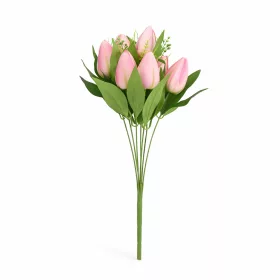   Prémium mesterséges tulipán virágcsokor 45 cm – 10 szálas rózsaszín tulipán dekorációs művirág csokor