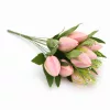 Prémium mesterséges tulipán virágcsokor 45 cm – 10 szálas rózsaszín tulipán dekorációs művirág csokor