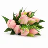 Prémium mesterséges tulipán virágcsokor 45 cm – 10 szálas rózsaszín tulipán dekorációs művirág csokor