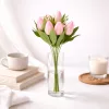 Prémium mesterséges tulipán virágcsokor 45 cm – 10 szálas rózsaszín tulipán dekorációs művirág csokor