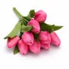 Prémium mesterséges tulipán virágcsokor 35 cm – 9 szálas mályva színű dekorációs művirág csokor