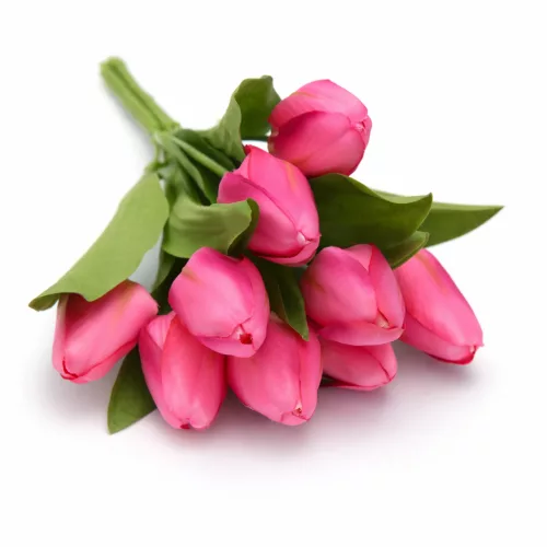 Prémium mesterséges tulipán virágcsokor 35 cm – 9 szálas mályva színű dekorációs művirág csokor