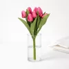 Prémium mesterséges tulipán virágcsokor 35 cm – 9 szálas mályva színű dekorációs művirág csokor