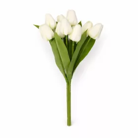   Prémium mesterséges tulipán virágcsokor 35 cm – 9 szálas fehér tulipán dekorációs művirág csokor