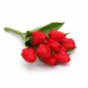 Prémium mesterséges tulipán virágcsokor 35 cm – 9 szálas piros tulipán dekorációs művirág csokor