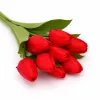 Prémium mesterséges tulipán virágcsokor 35 cm – 9 szálas piros tulipán dekorációs művirág csokor