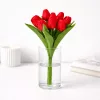 Prémium mesterséges tulipán virágcsokor 35 cm – 9 szálas piros tulipán dekorációs művirág csokor