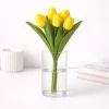 Prémium mesterséges tulipán virágcsokor 35 cm – 9 szálas citromsárga tulipán dekorációs művirág csokor