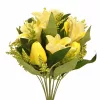 Prémium 40 cm-es citromsárga vegyes művirág csokor – 12 szálas liliom és tulipán dekor kompozíció